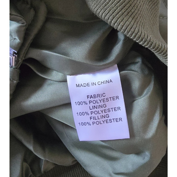 Eilly Bazar Quilted Bomber Jacket Women's L Green Zip Up NWOT - Picture 6 of 16